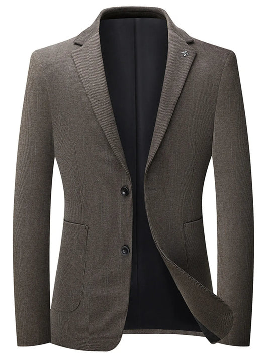 Men's Lapel Collar Long Sleeve Blazer Taupe - Fashorio