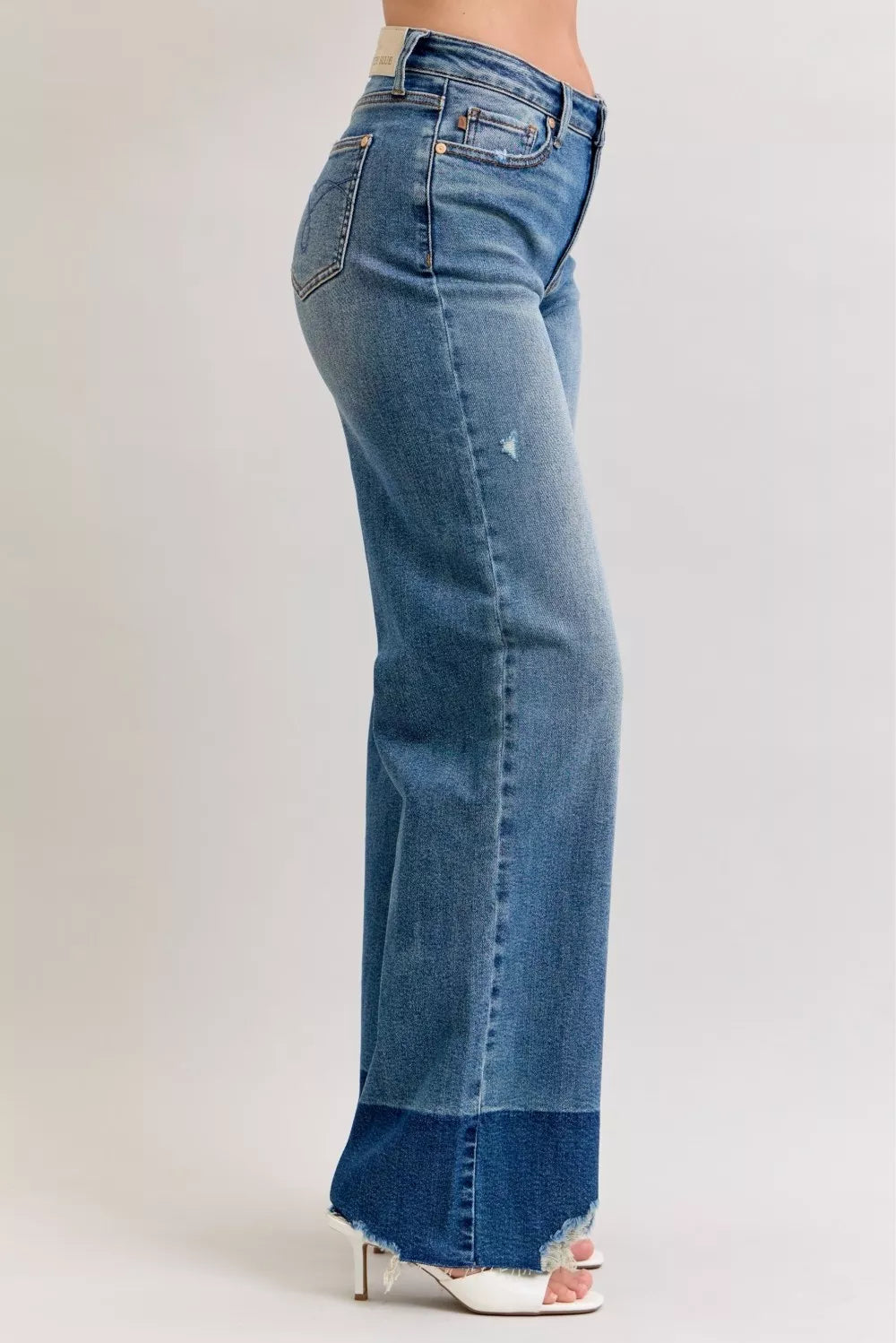 Judy Blue column straight jeans side view