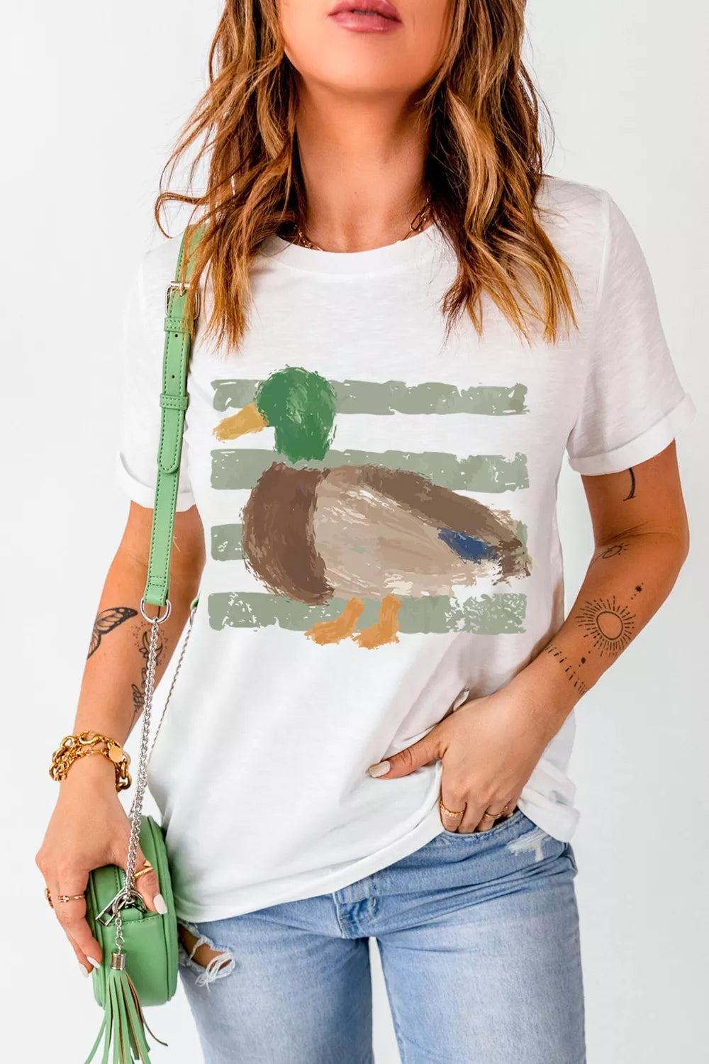 Relaxed fit and short sleeve detail on the womens tee