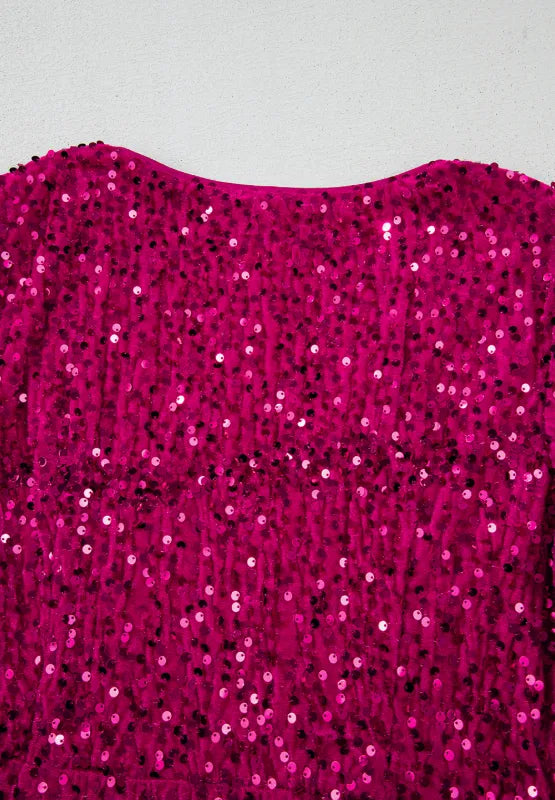 Long sleeve sequin mini dress fabric shimmer detail
