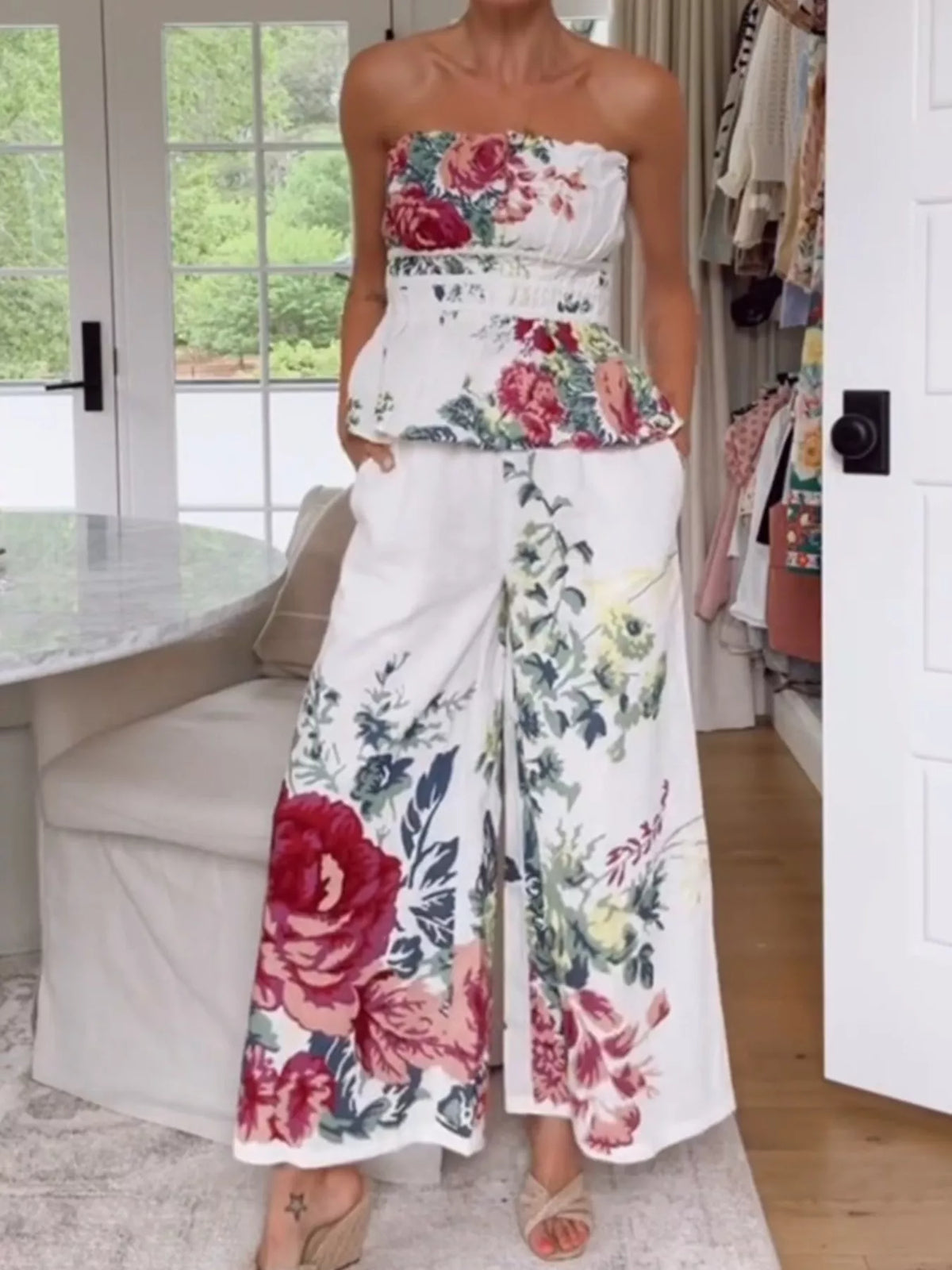Floral print matching set back view