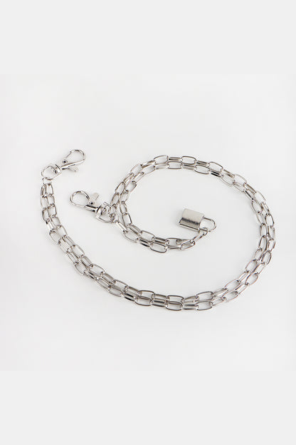 Double Layered Iron Chain Belt with Lock Charm - Fashorio