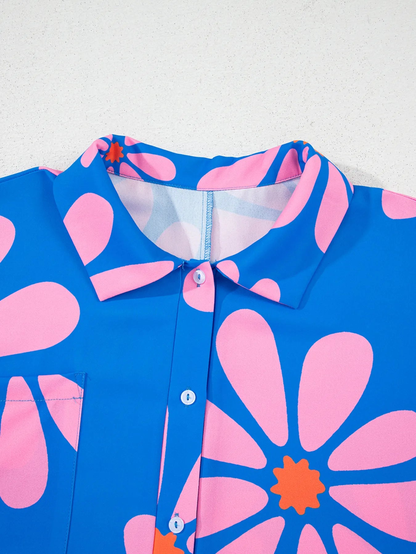 Summer Flower Print Shirt Collar Button Front Loose Romper - Fashorio