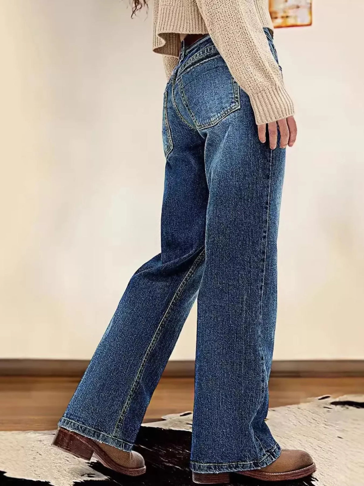 Back view of straight leg jeans