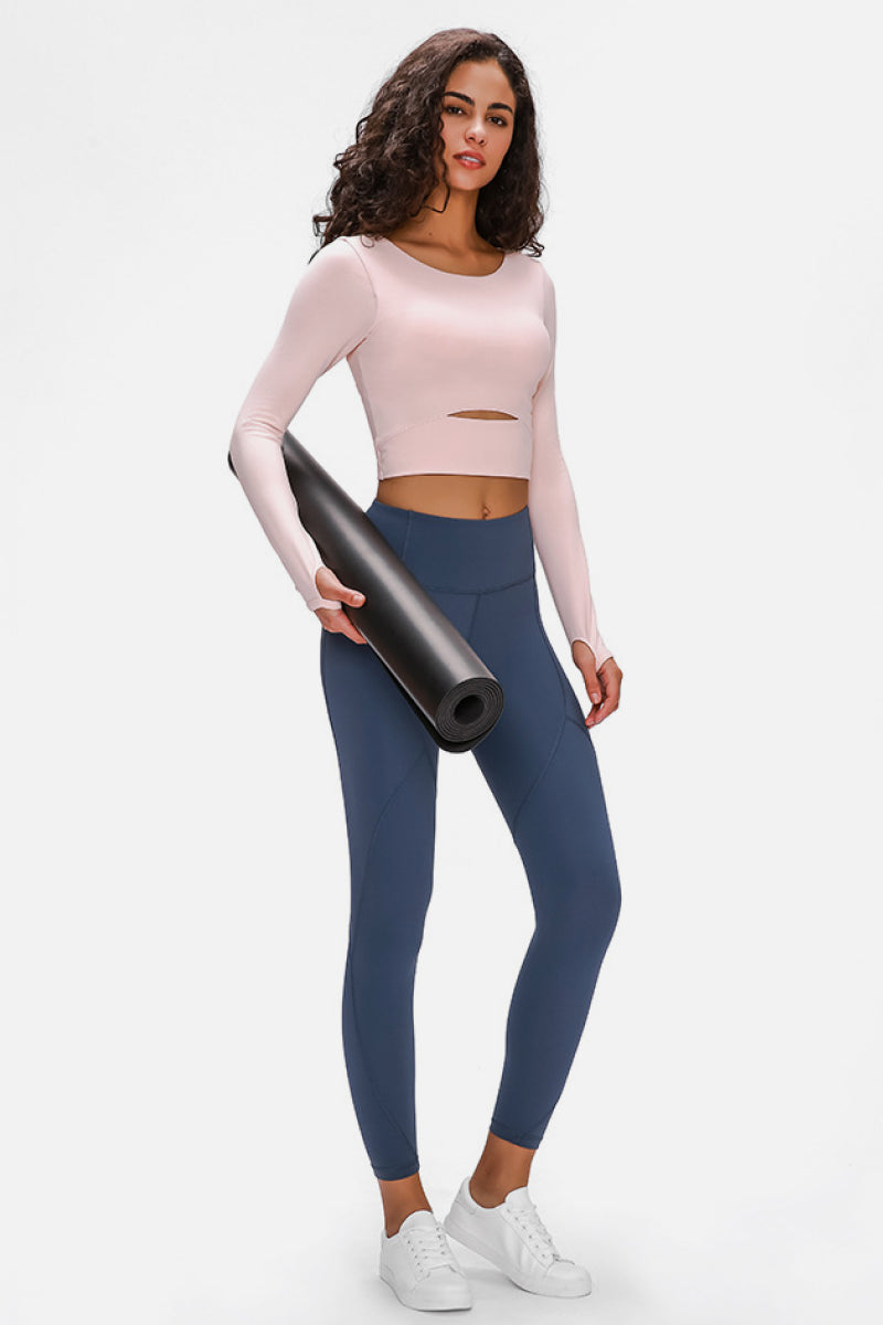 Millennia Long Sleeve Cropped Top With Sports Strap - Fashorio