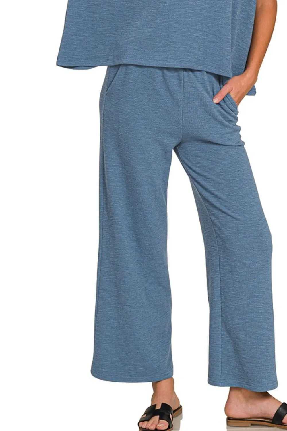 Zenana Cotton Slub Top & Pants Set - Fashorio