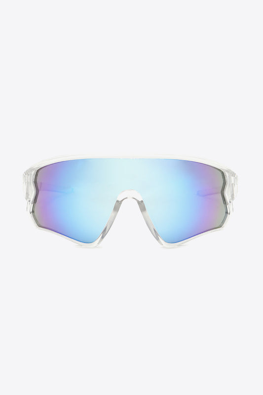 Polycarbonate Shield Sunglasses Light Blue One Size - Fashorio