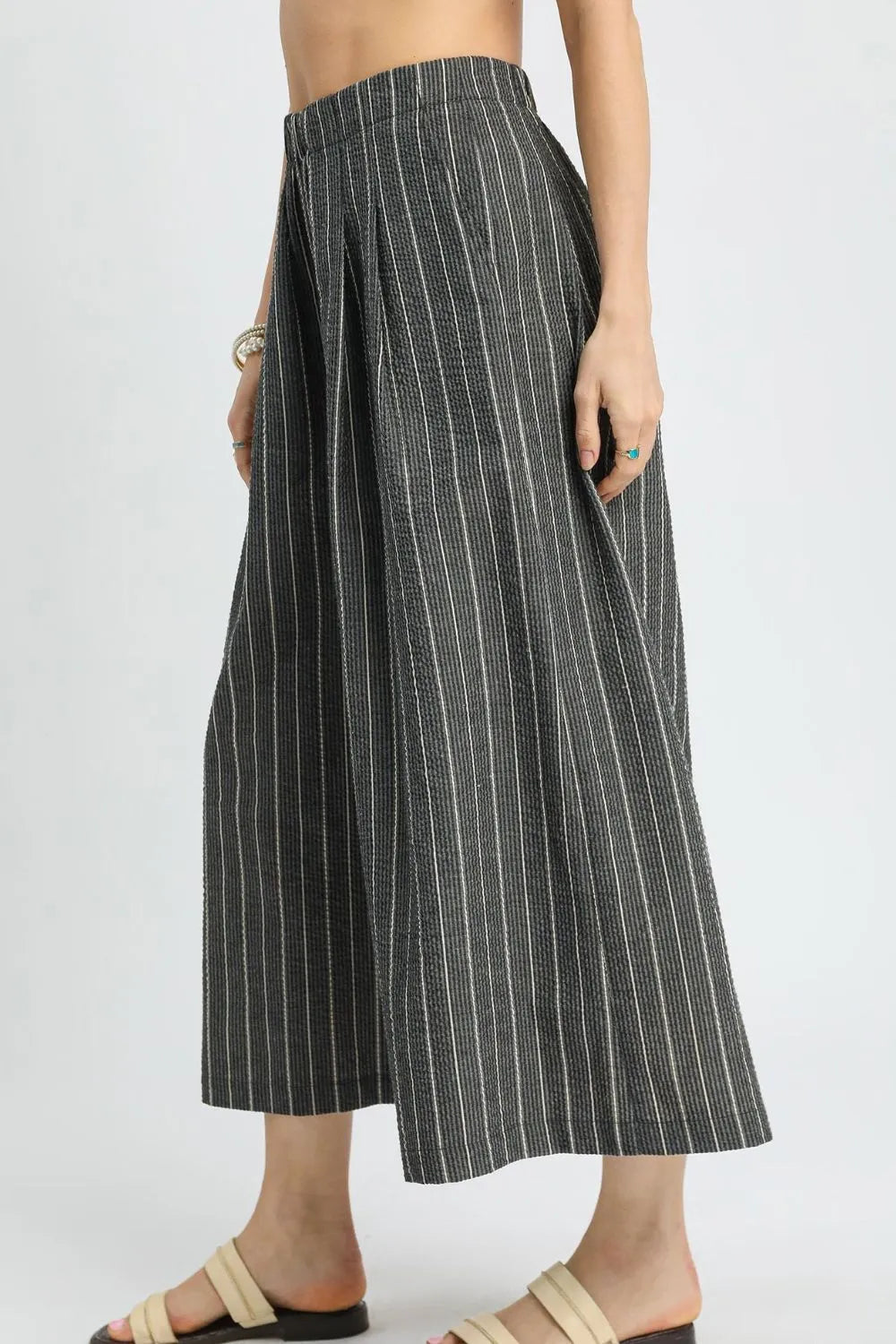 Umgee Pinstripe Crop Palazzo Pants - Fashorio