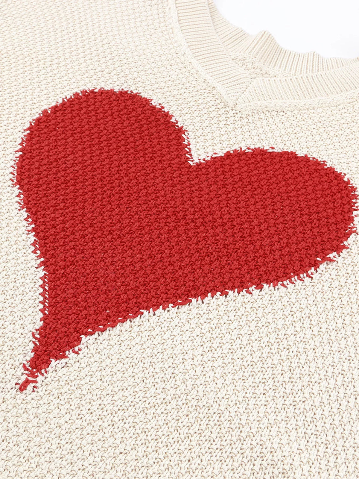 V-Neck Heart Print Valentines Sweater, view 9