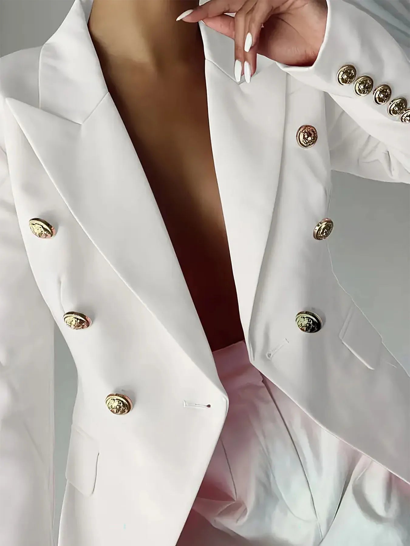 Decor Button Lapel Collar Blazer - Fashorio