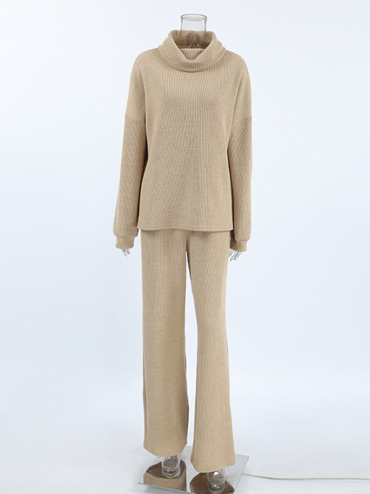 Turtleneck Long Sleeve Top and Pants Set, view 6
