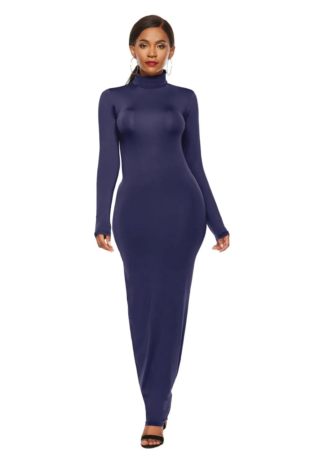 Long sleeve maxi dress fitted silhouette