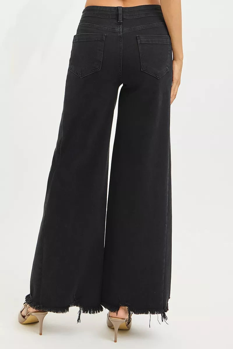 RISEN black palazzo jeans full length styling