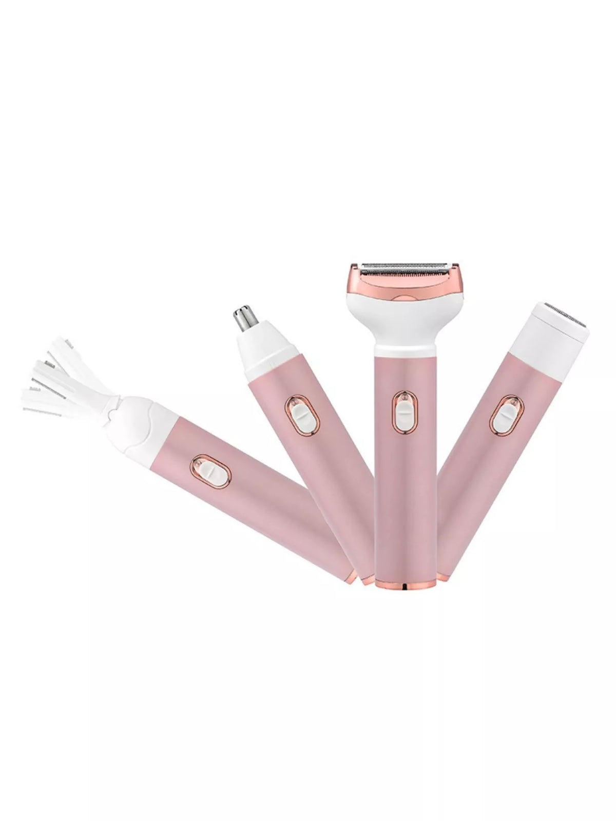 Pink 4 in 1 epilator with attachments front view