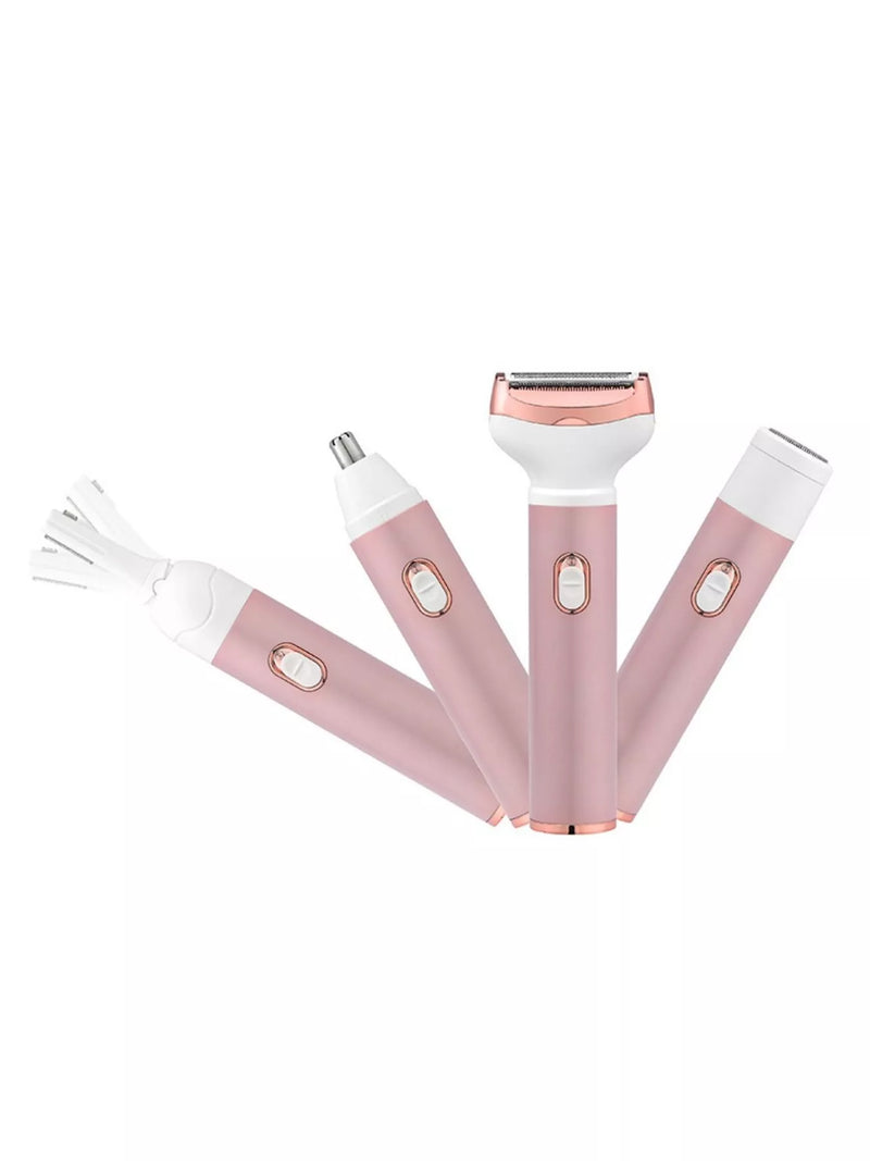 Pink 4 in 1 epilator with attachments front view