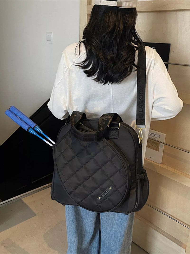 Quilted Oxford badminton racket shoulder bag front view