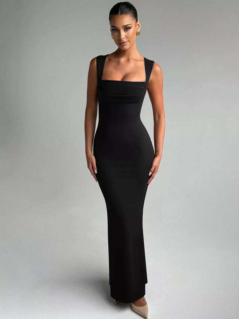 Sable square neck sleeveless maxi dress front view