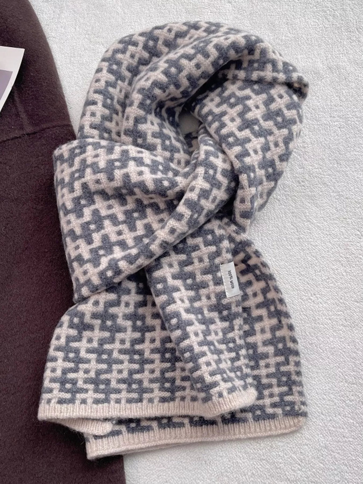 Warm knitted scarf full length view