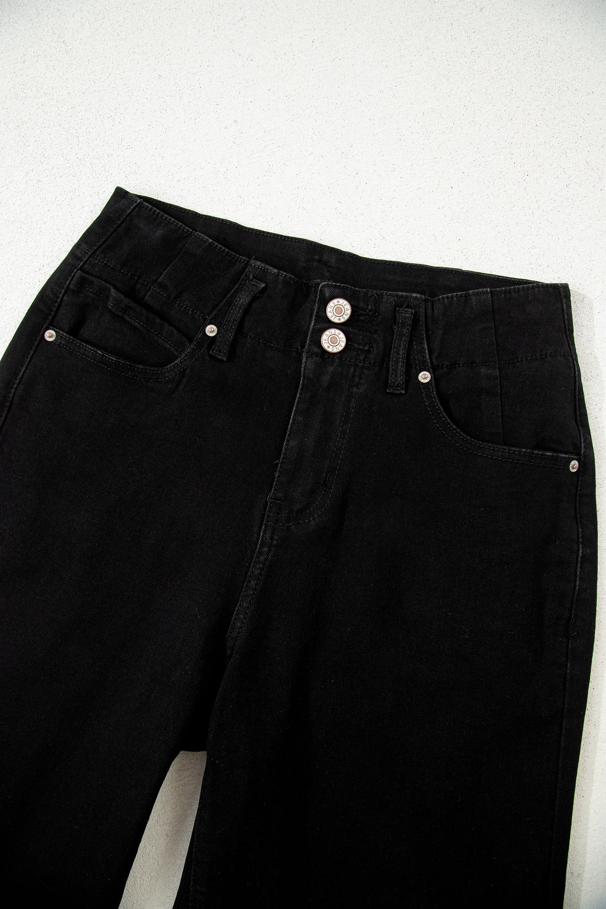 Green wide leg jeans back and side detail