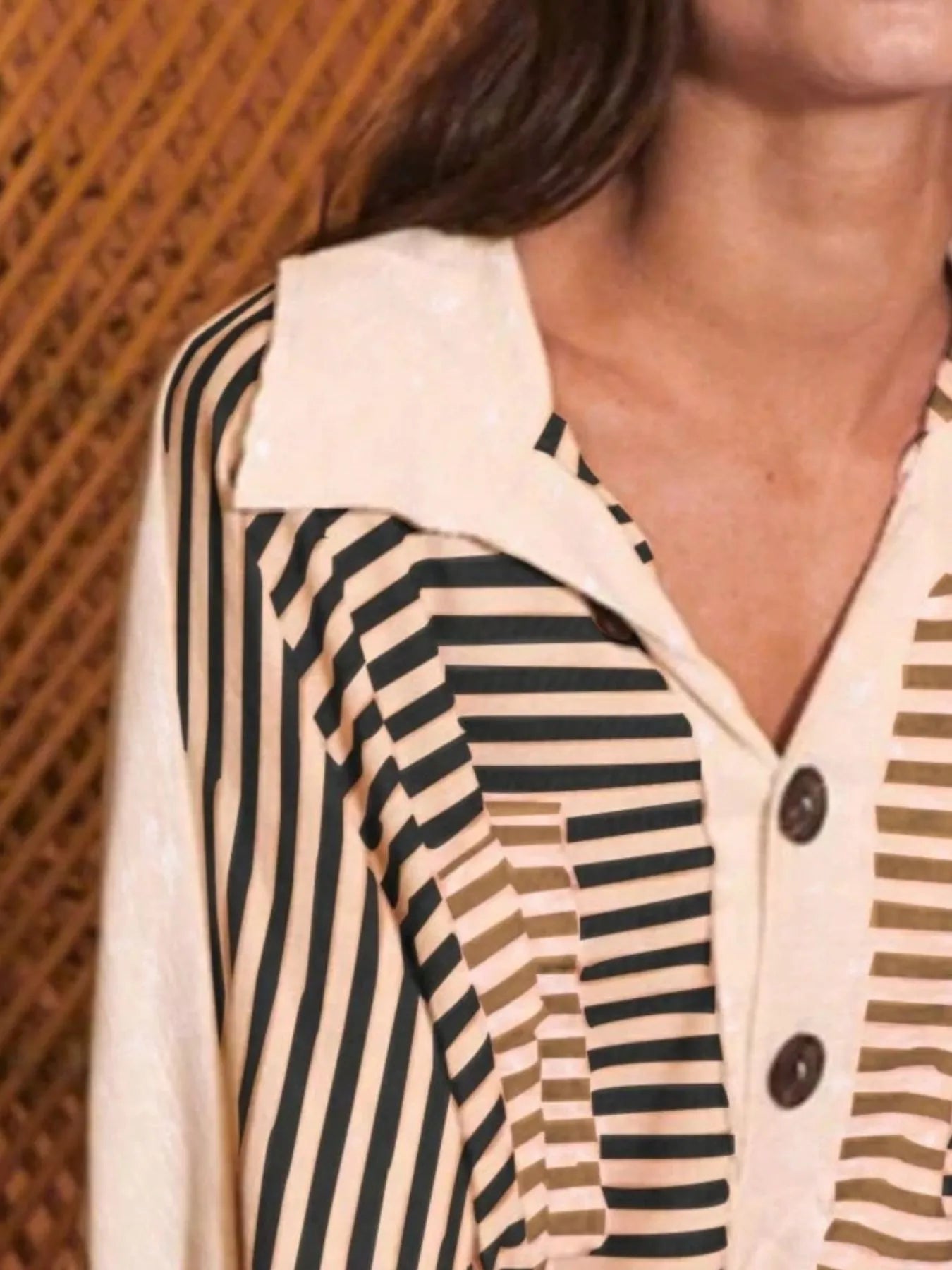Striped Button Front Casual Top - Fashorio