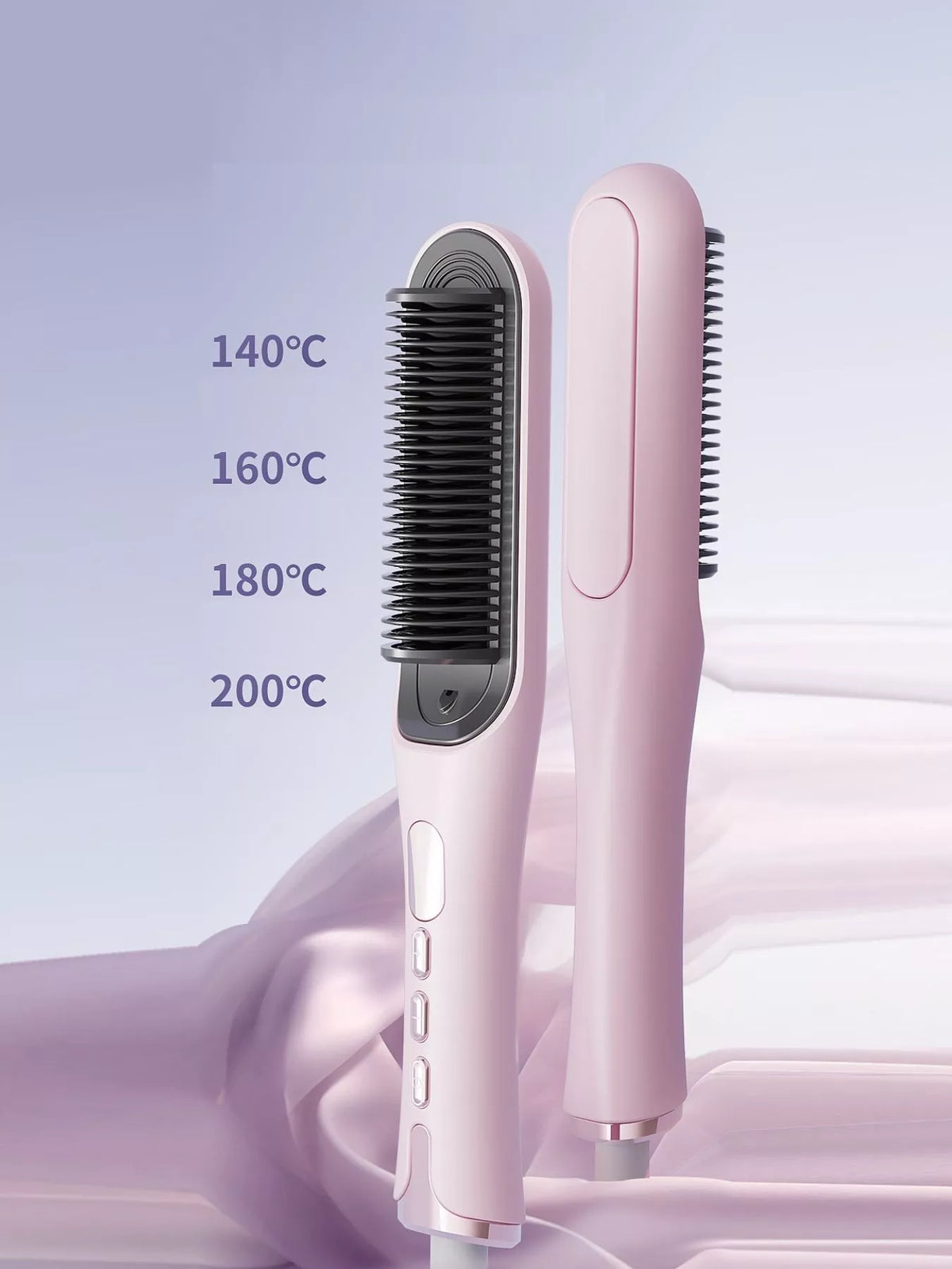 Straightening comb heated teeth close up
