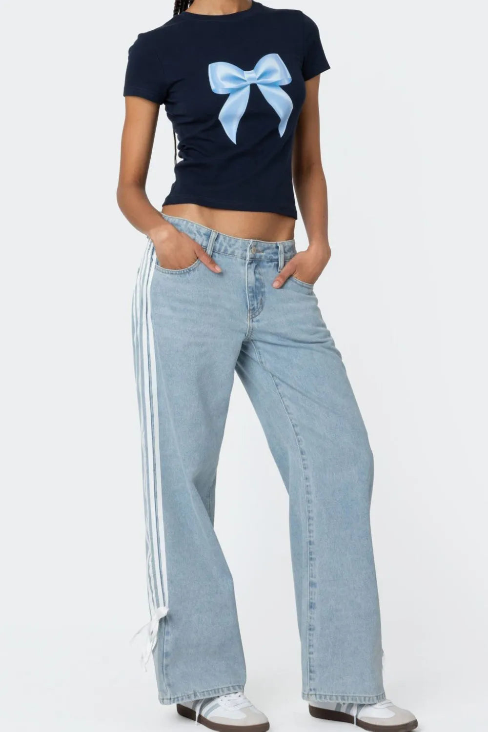 Side Striped Loose Fit Jeans, view 6