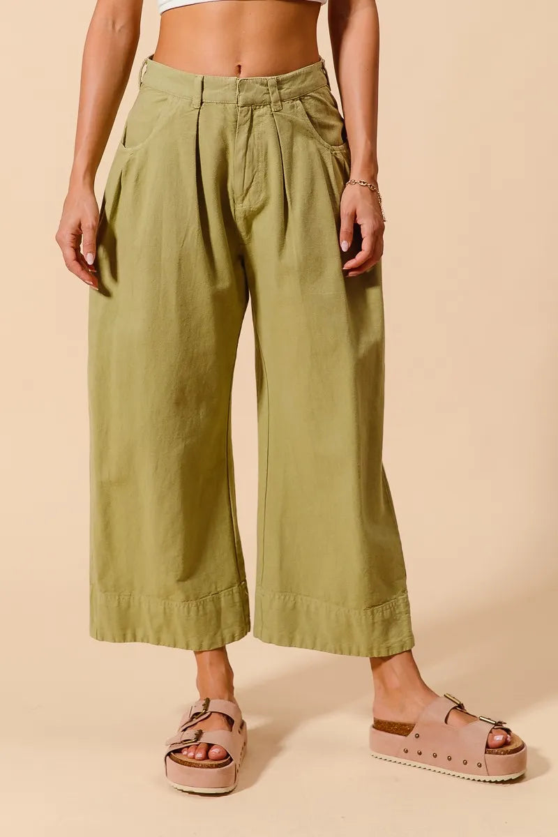 SO ME Mid Rise Wide Leg Chino Pants With Pockets - Fashorio