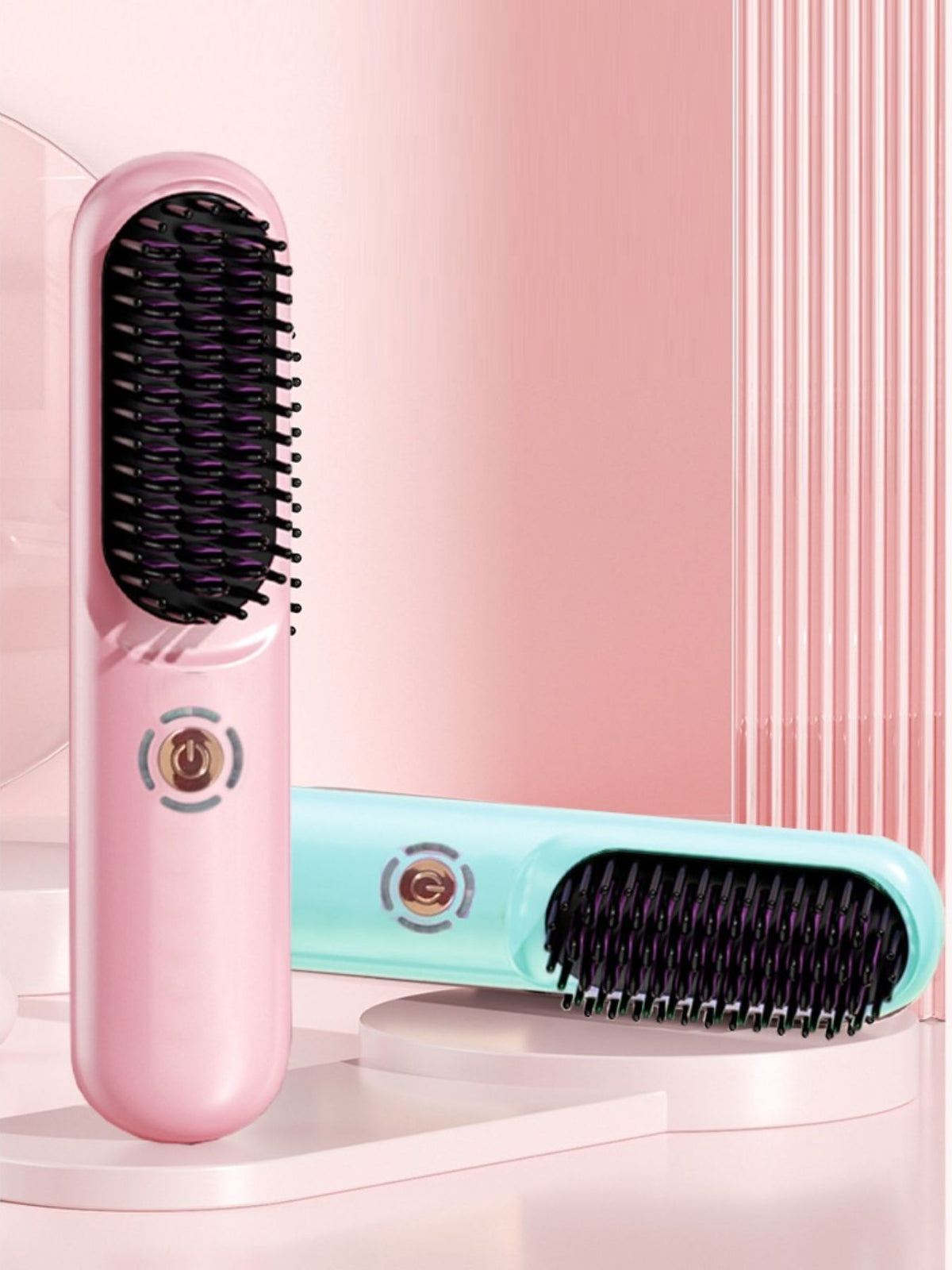 Straightening comb heated teeth close up