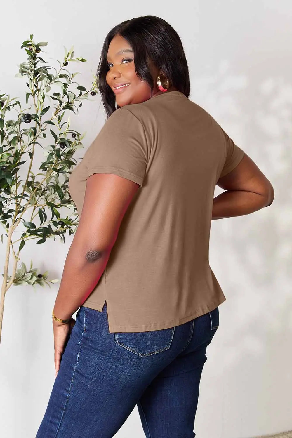 Round Neck Short Sleeve Slit Tee, view 35