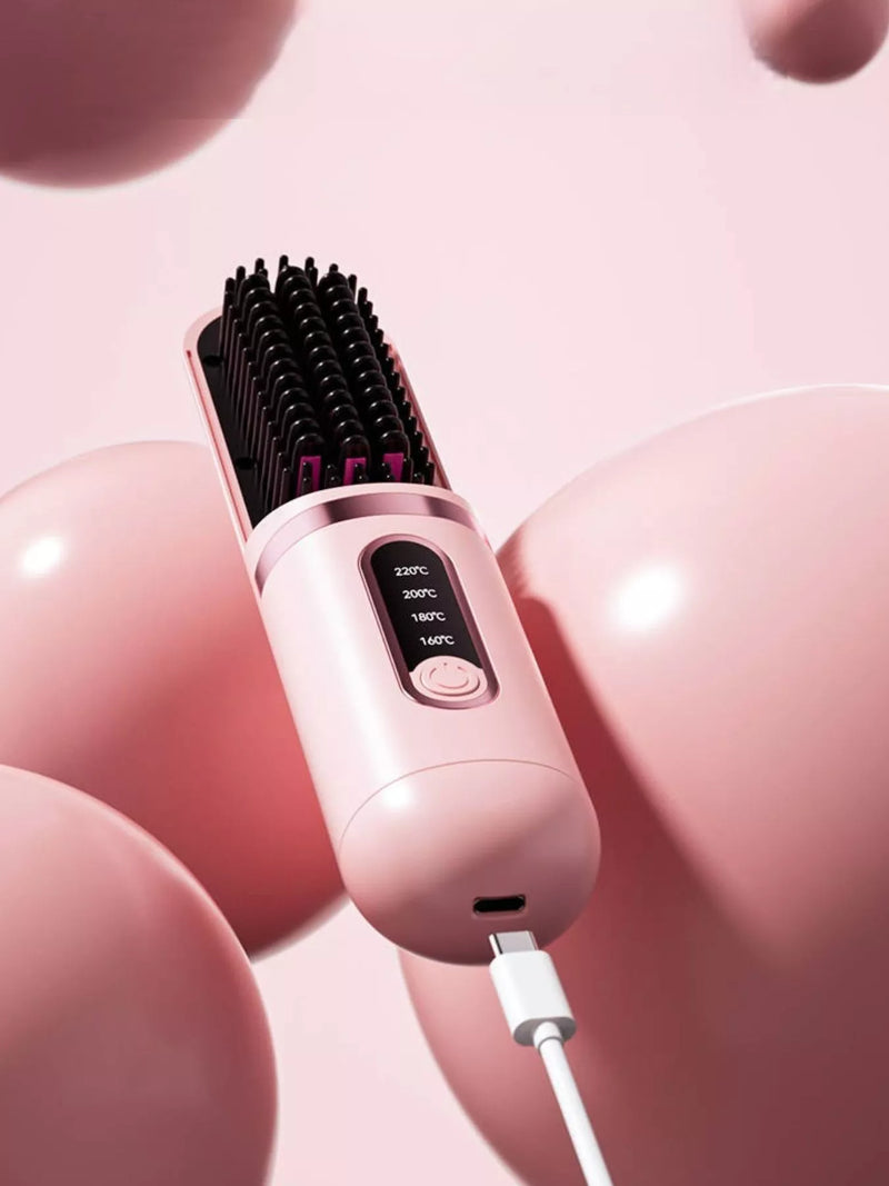 Portable heated straightening comb front view