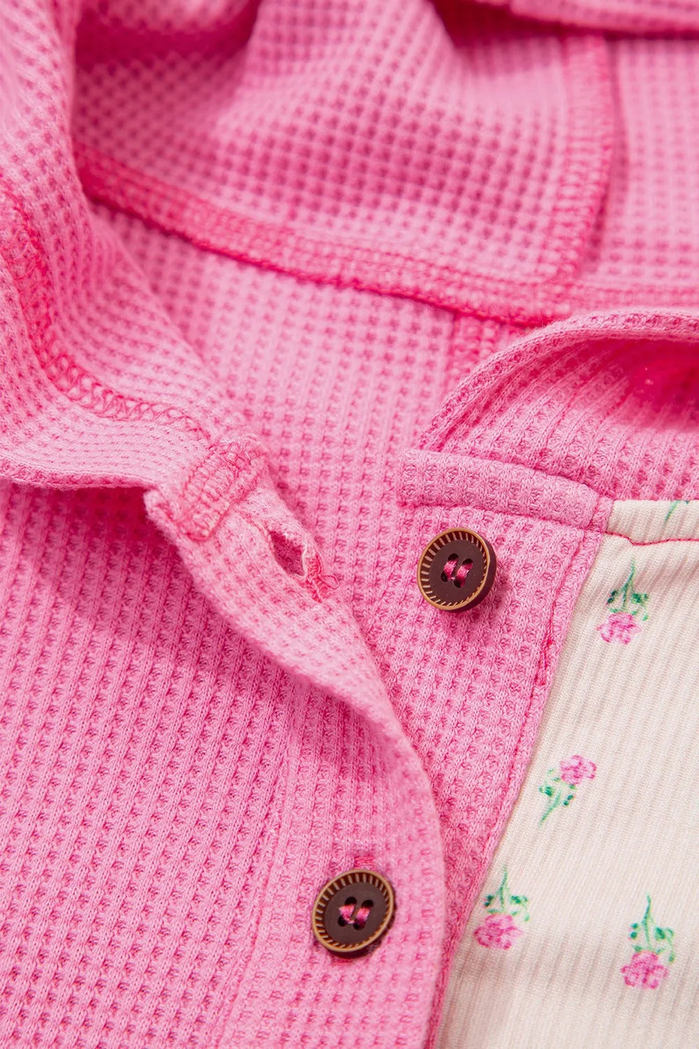 Color Block Button Detail Hoodie - Fashorio