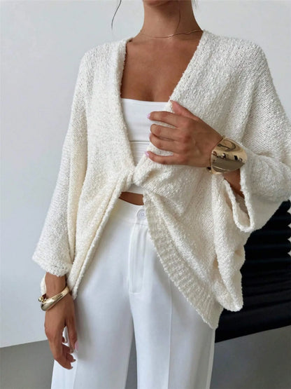 Twist-Front Textured Knit Cardigan - Fashorio