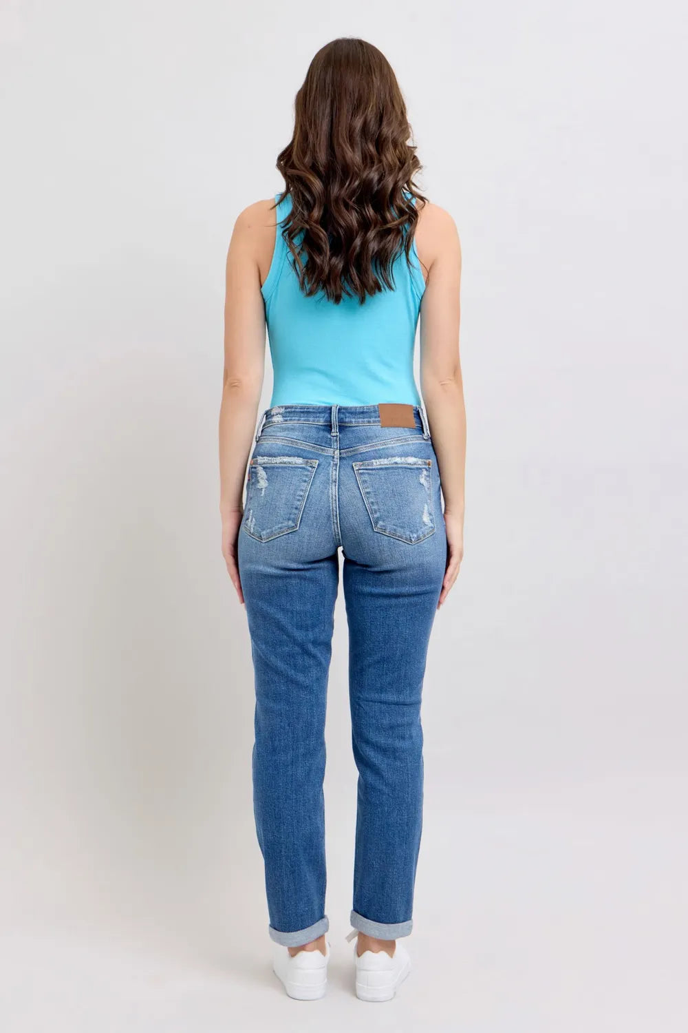 Judy Blue Full Size Button Fly Distressed Jeans with Pockets Plus Size - Fashorio