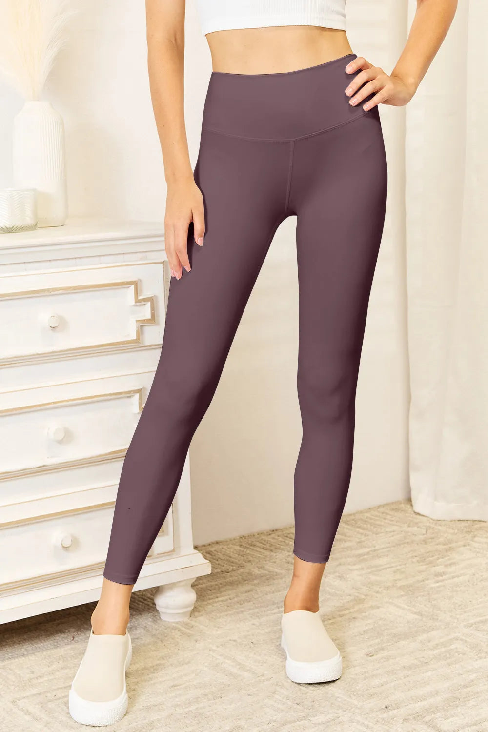 Double Take Wide Waistband Sports Leggings - Fashorio