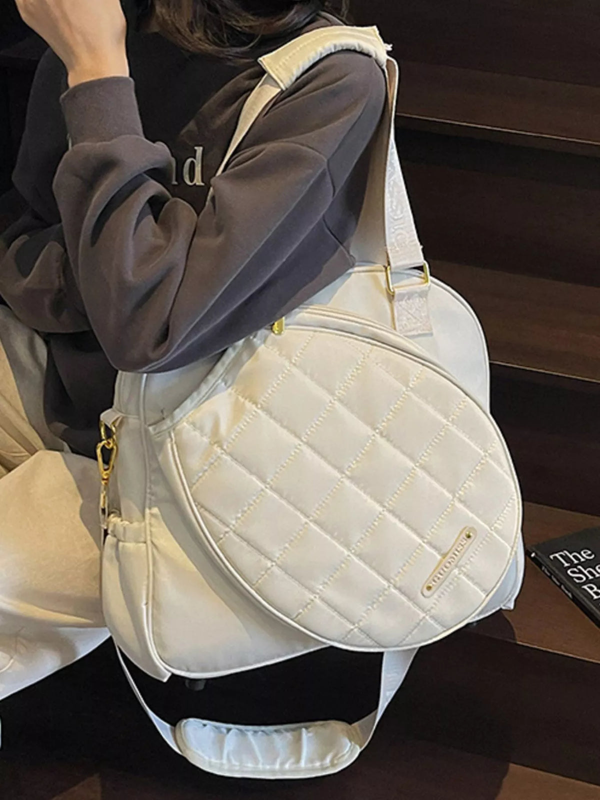 Black quilted badminton bag rear panel