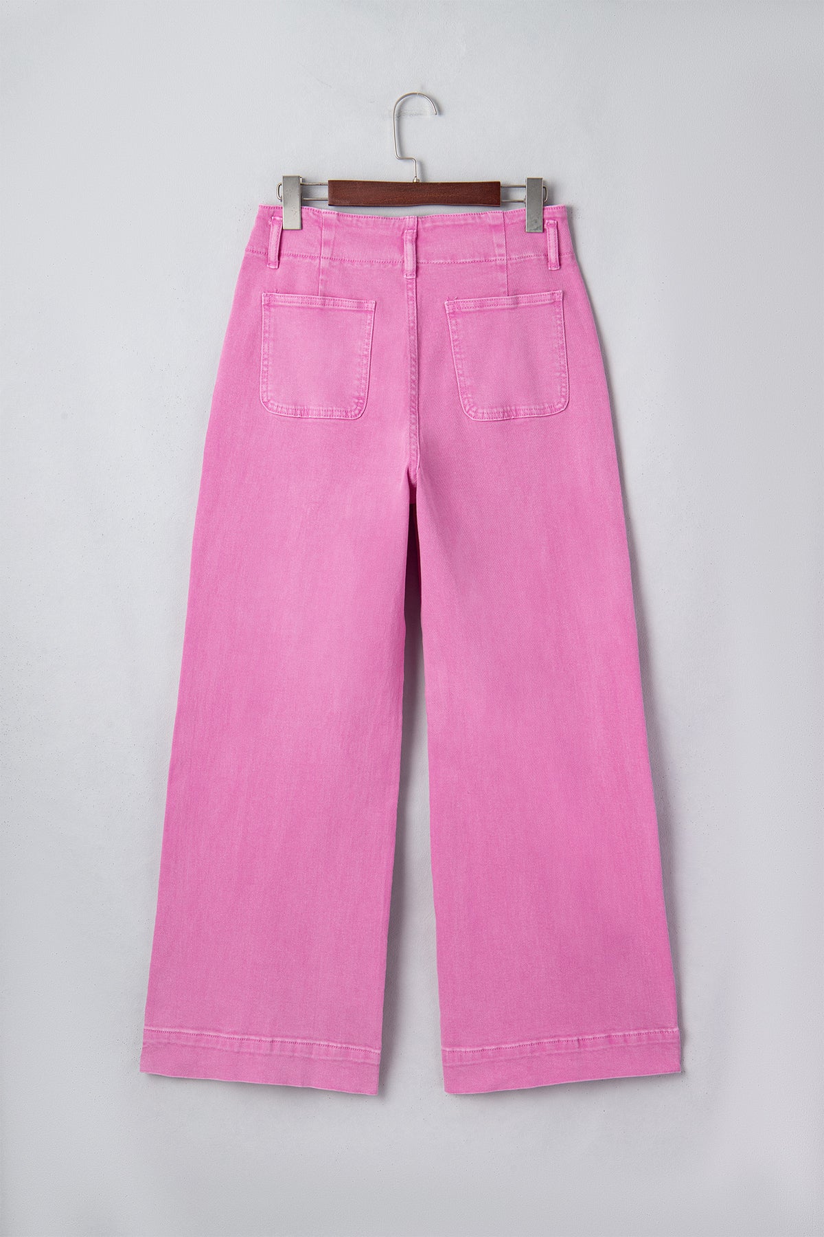 High waist wide leg denim full length on model