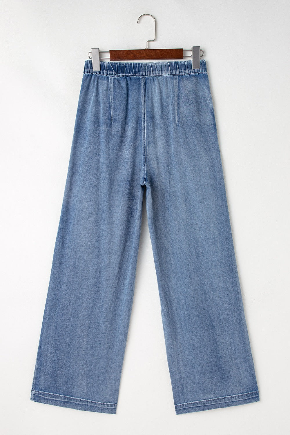 Back view of classic wide leg jeans