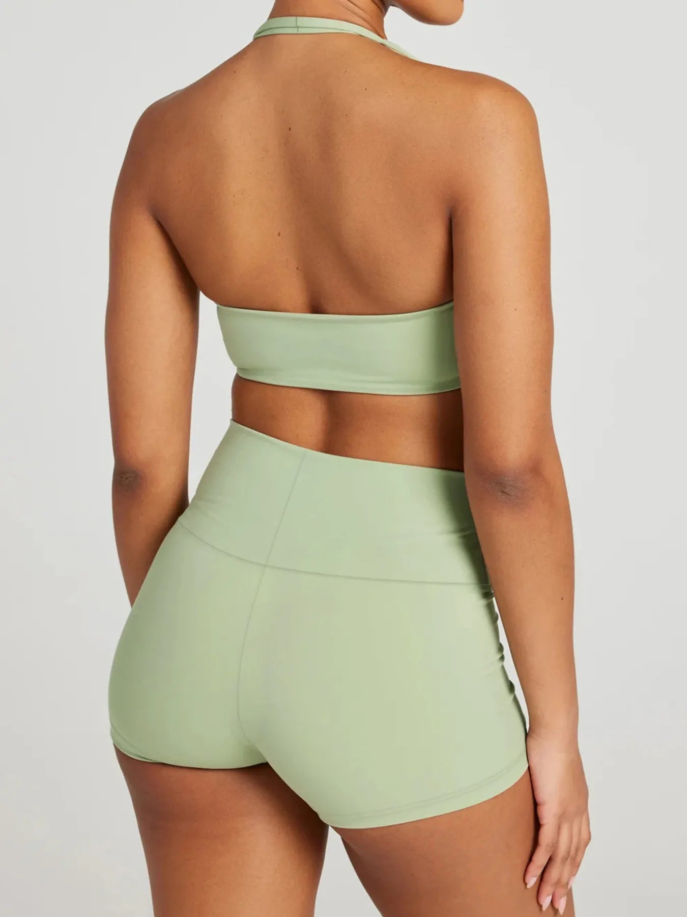 Halter Neck Cami and Shorts Active Set - Fashorio