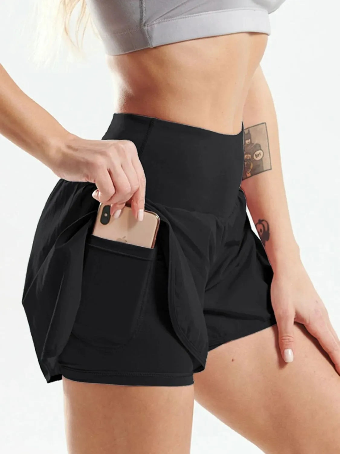Pocketed High Waist Active Shorts - Fashorio