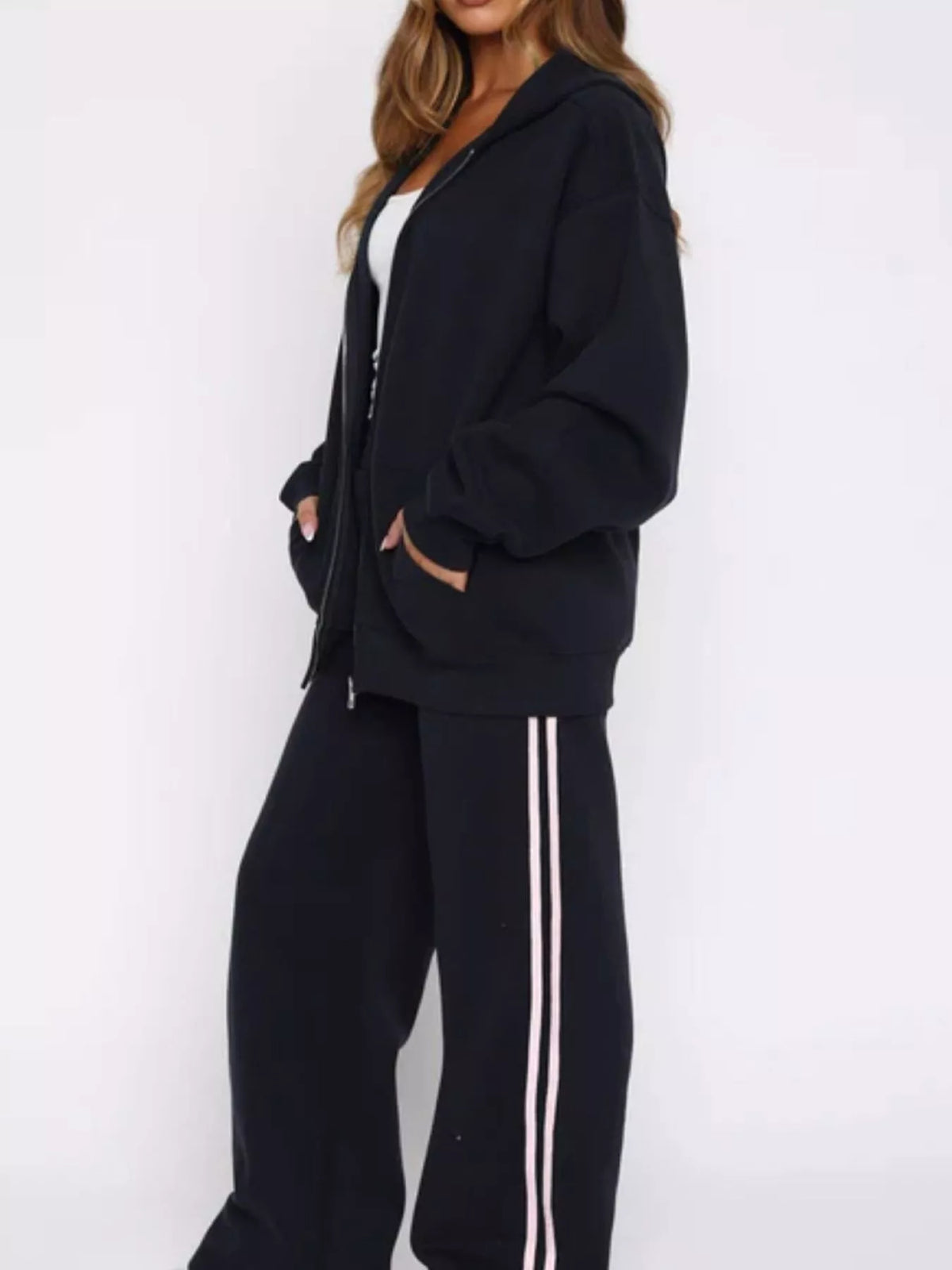 Zip up hoodie coordinated set back view