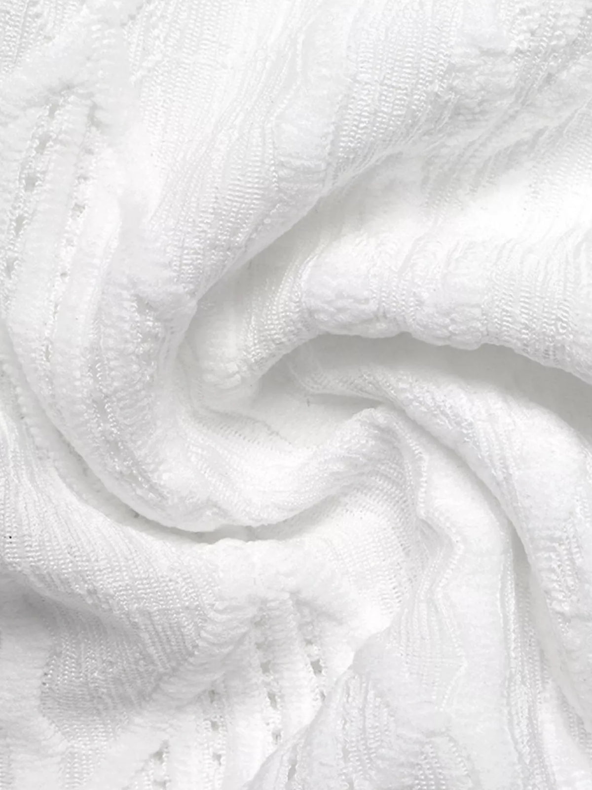 White textured knit tee full view