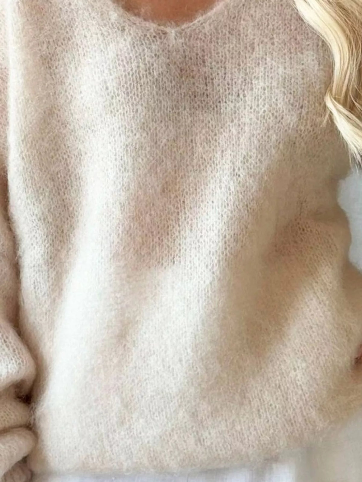 v neck dropped shoulder sweater back view