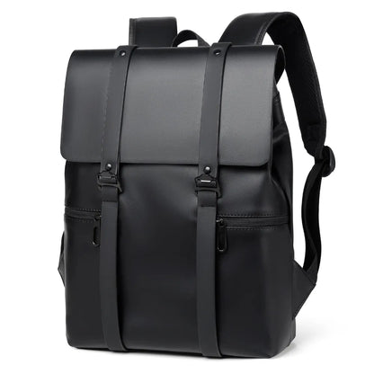 PU Leather Adjustable Strap Backpack Bag Black One Size - Fashorio