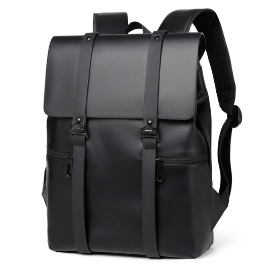 PU Leather Adjustable Strap Backpack Bag Black One Size - Fashorio