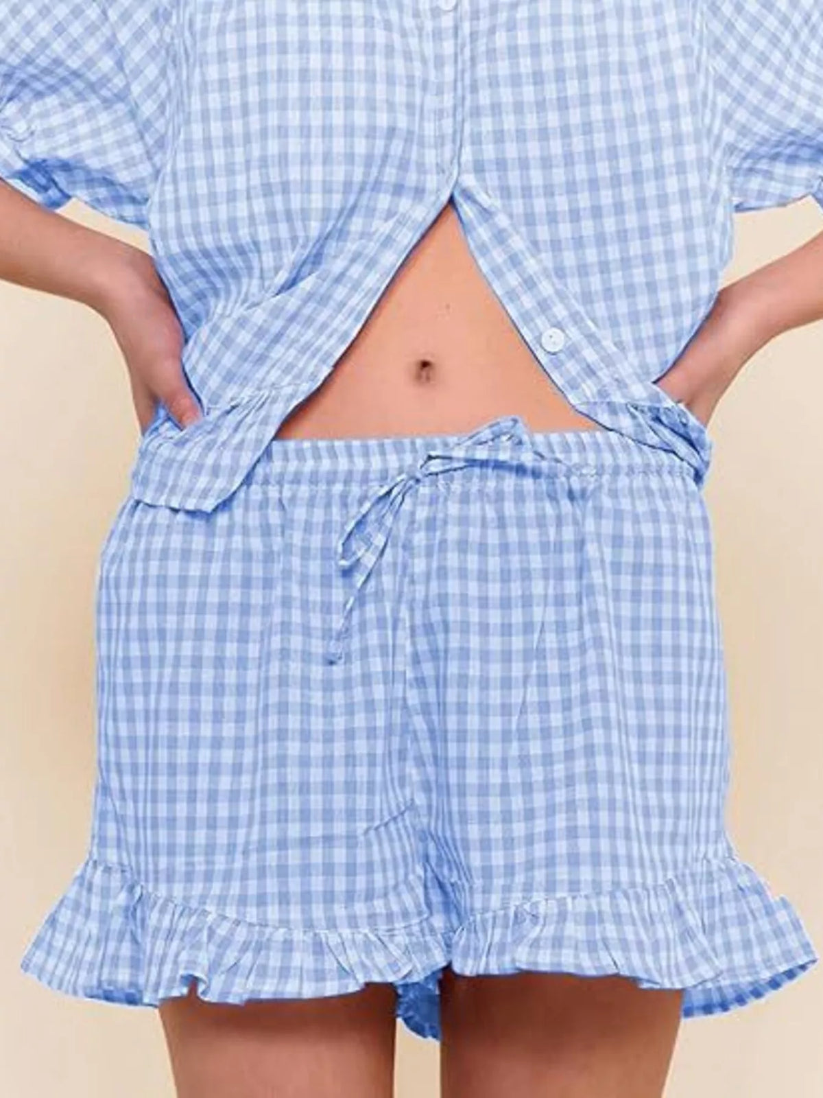 Gingham shorts side view