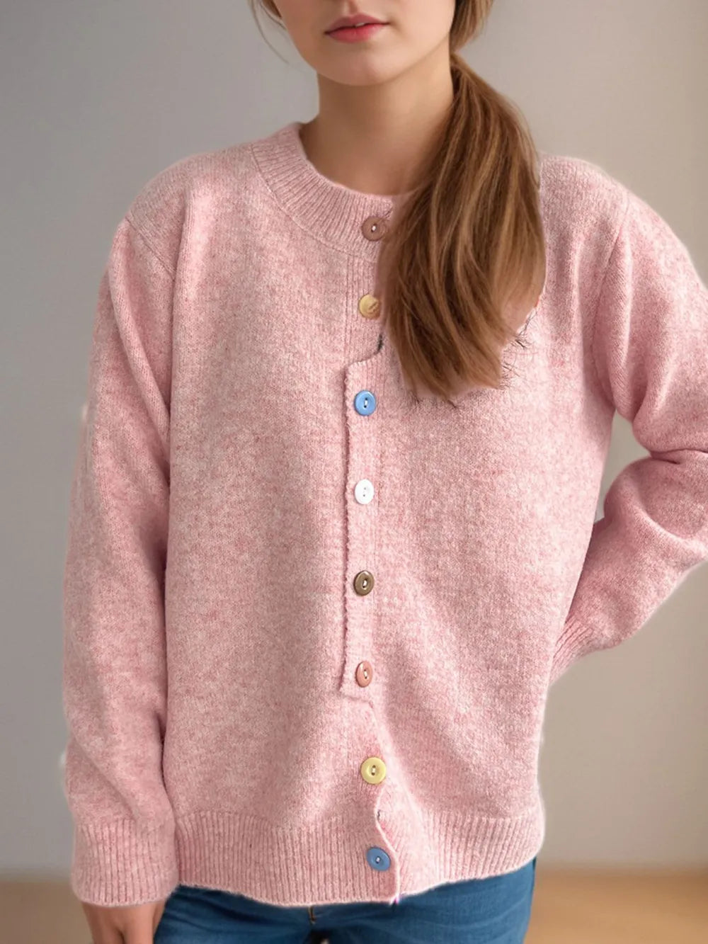 Button Down Long Sleeve Cardigan - Fashorio