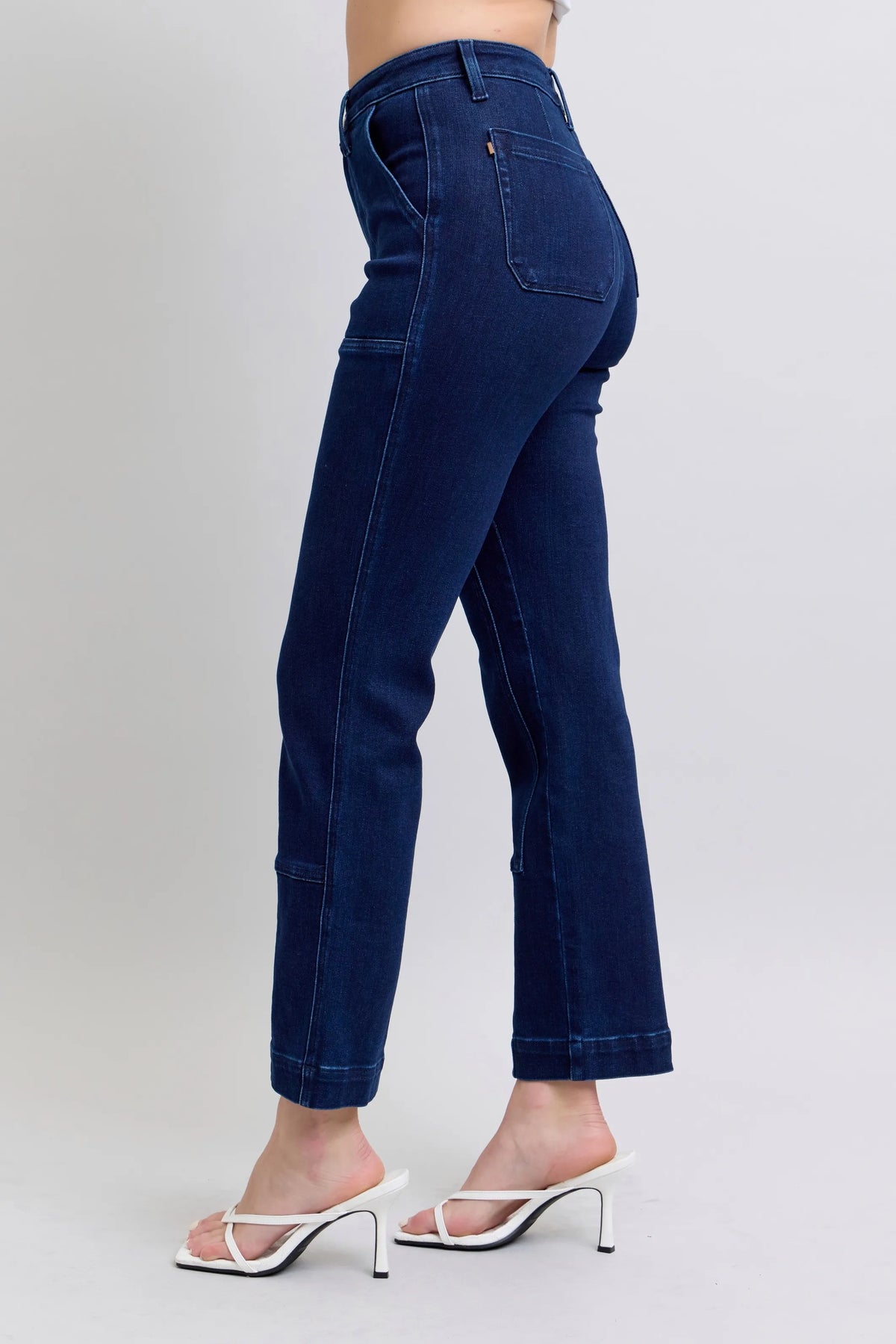 Judy Blue indigo straight jeans back view