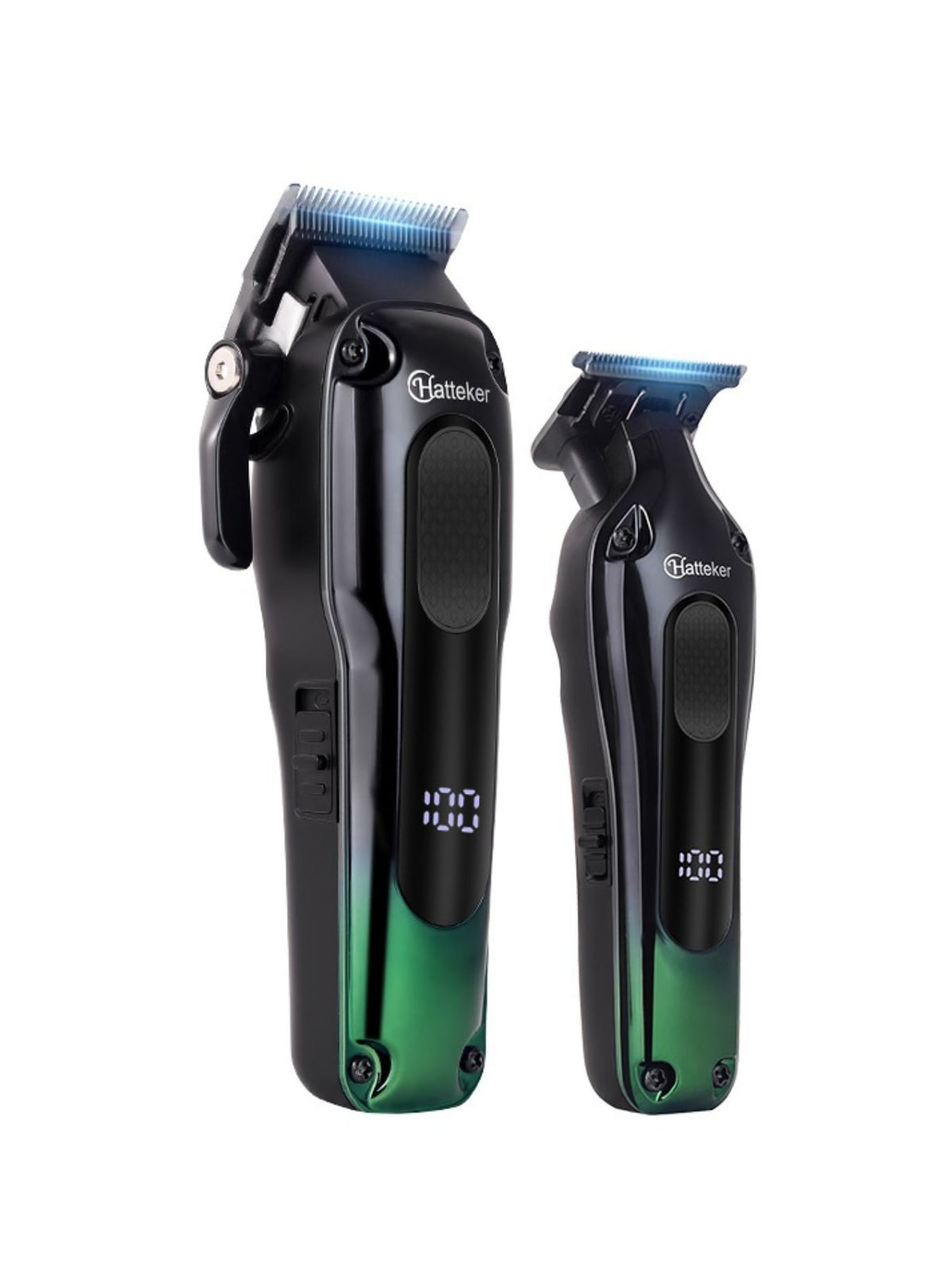 Dark green portable cordless hair clipper front view