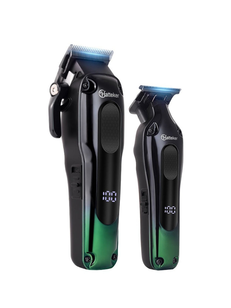 Dark green portable cordless hair clipper front view