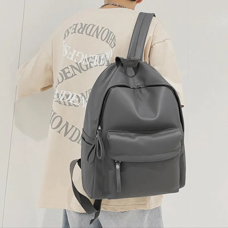 Faux leather zip backpack full length view